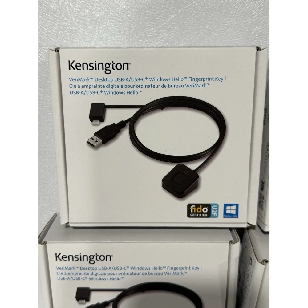 Kensington VeriMark Desktop USB-A/USB-C Windows Hello Fingerprint Key FIDO U2F